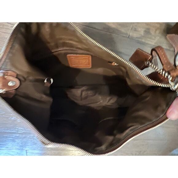 Authentic COACH Signature Canvas Leather Trim Hobo Shoulder Bag - Brown - Picture 10 of 11